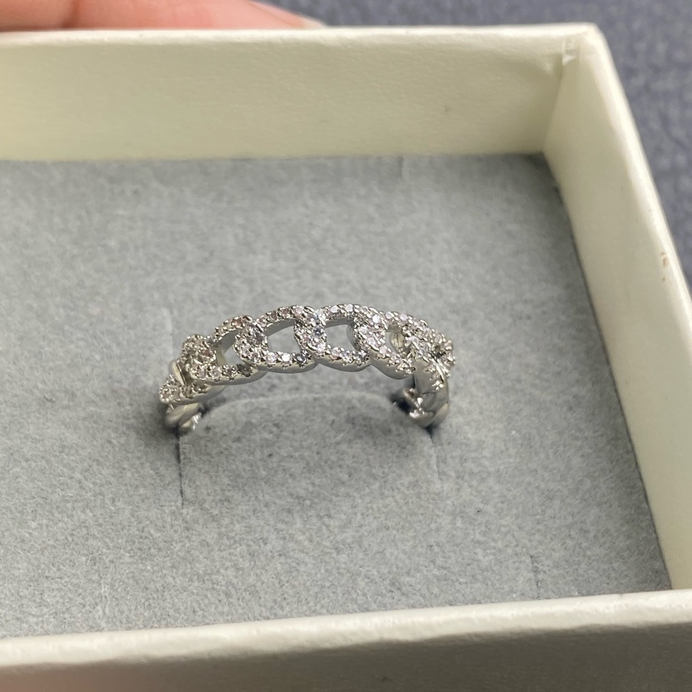 Pave CZ Cuban Link Ring - Picture 11 of 14